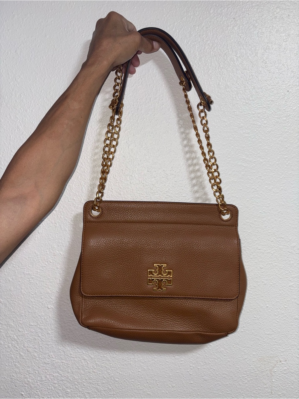 Tory Burch Brown Leather Chain Shoulder Bag